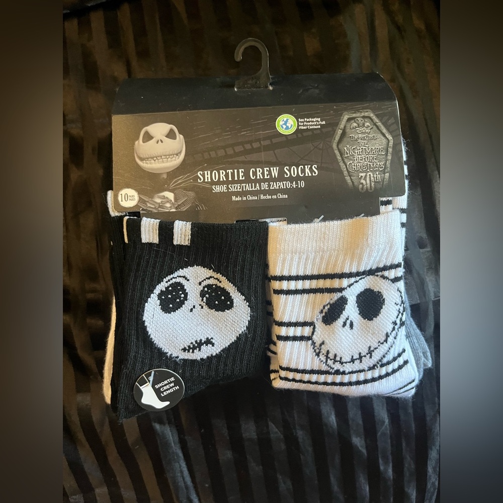 Disney Jack Skellington Black and White Shortie Crew Socks